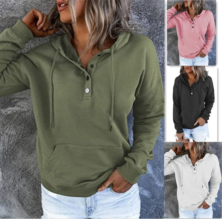 Women's Long-sleeved Hooded Front Eyelet Sweater