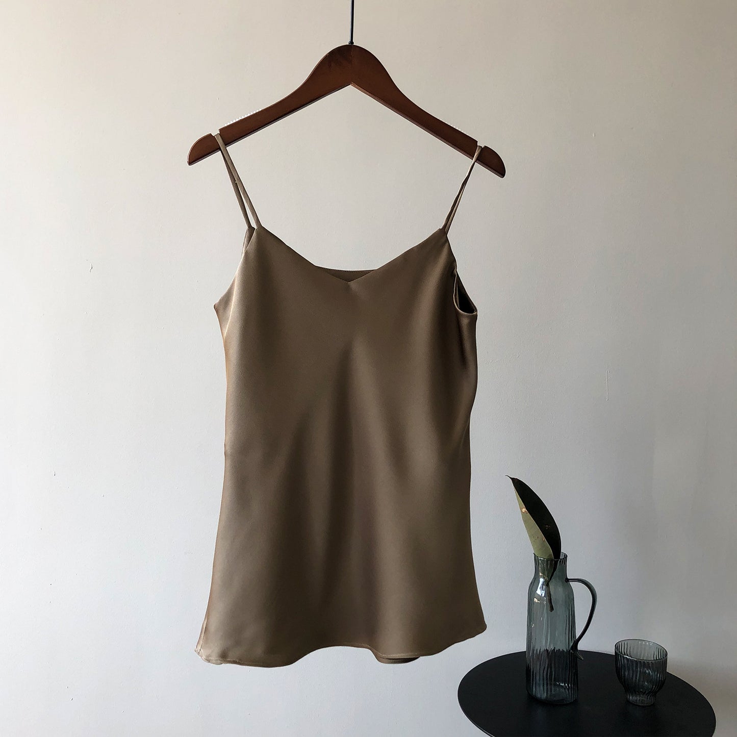 Satin V-neck Strap With Sleeveless Vest