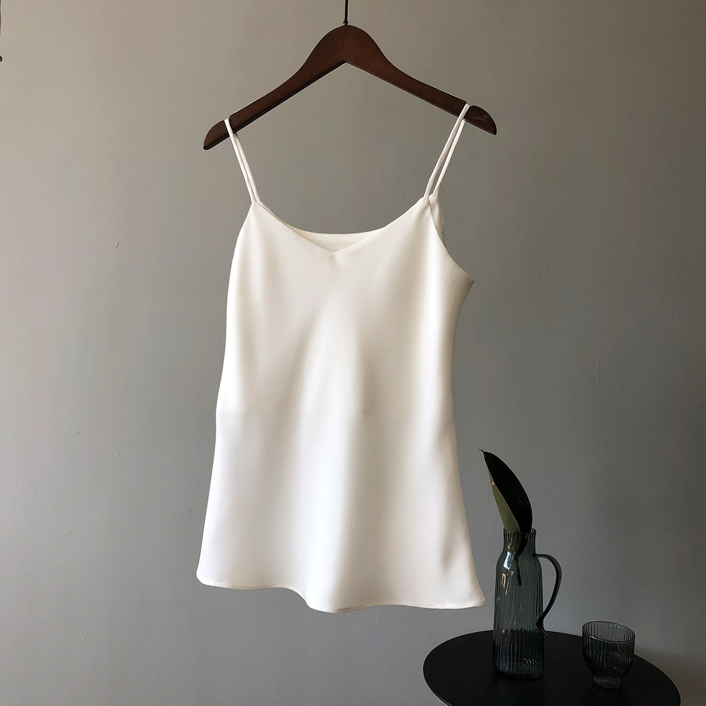 Satin V-neck Strap With Sleeveless Vest