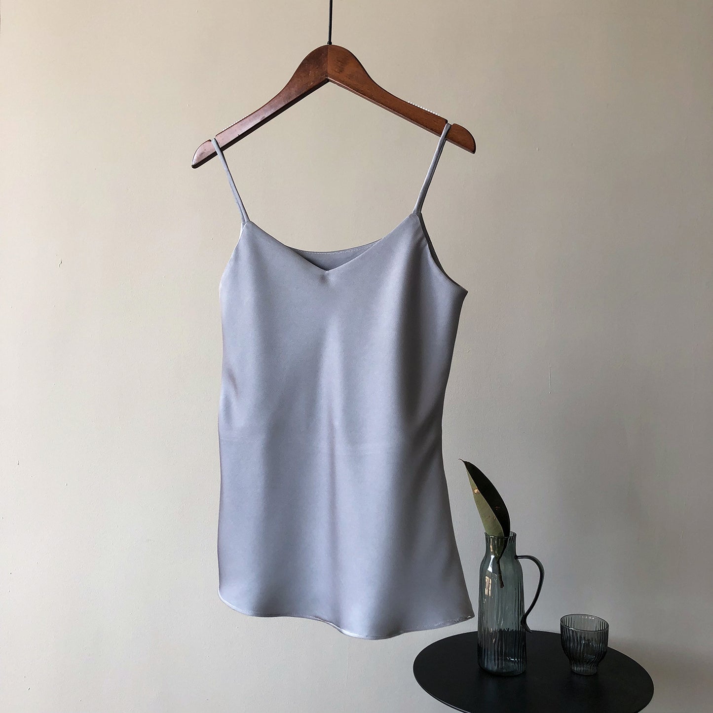 Satin V-neck Strap With Sleeveless Vest