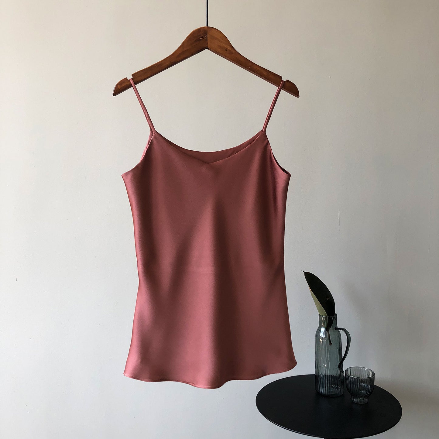 Satin V-neck Strap With Sleeveless Vest