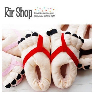 Winter men and women cute five-finger toe big feet cartoon thick all-inclusive with cotton slippers couple shoes