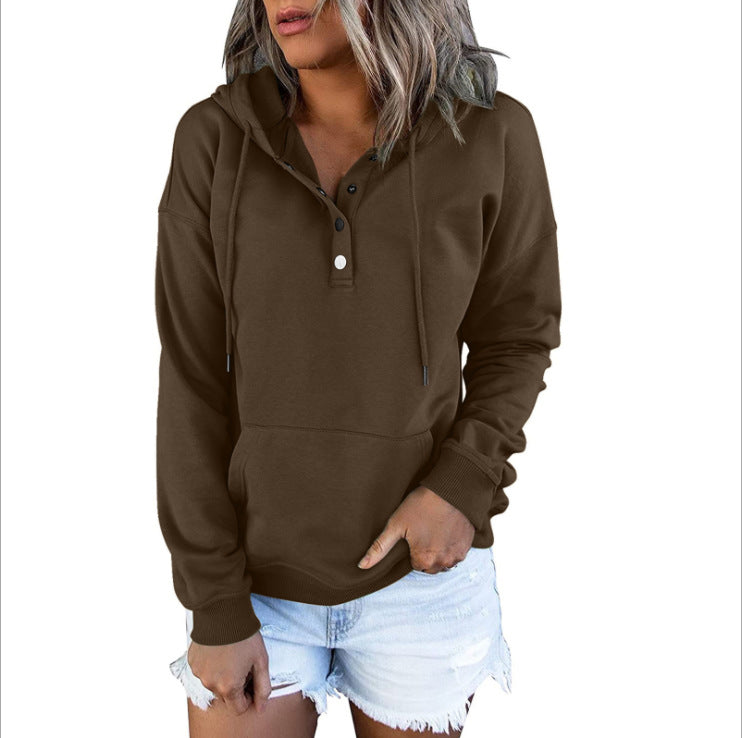 Women's Long-sleeved Hooded Front Eyelet Sweater