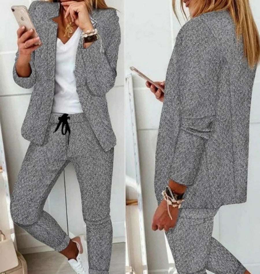 New Plaid Casual Women's Straight Trousers Suit