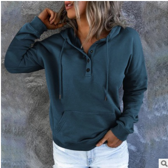 Women's Long-sleeved Hooded Front Eyelet Sweater