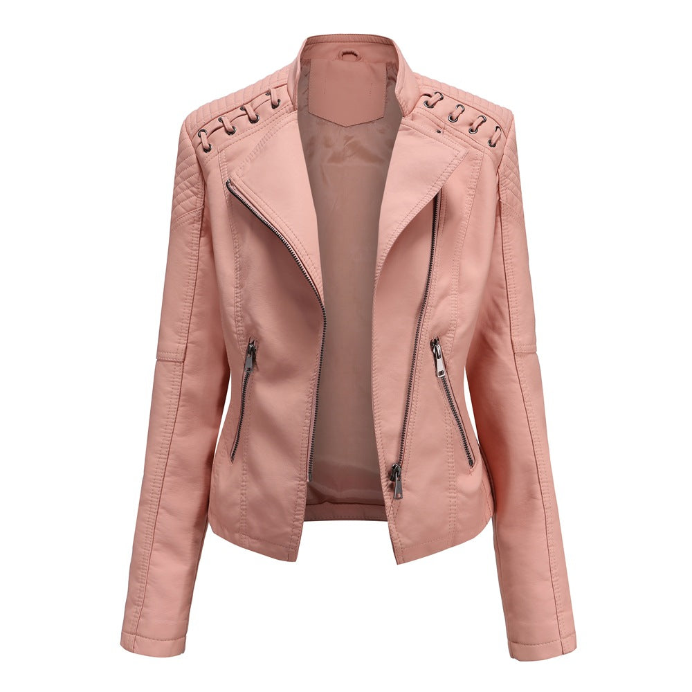 Spring and Autumn Leather Thin Ladies Motorcycle Suit