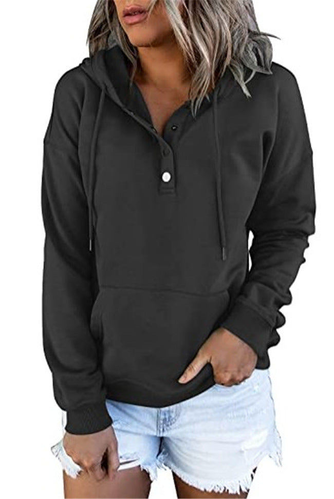 Women's Long-sleeved Hooded Front Eyelet Sweater